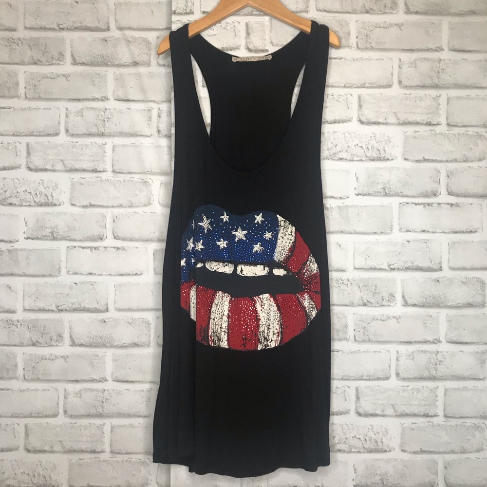 Racerback Black Tank Top w/ RWB Sequence